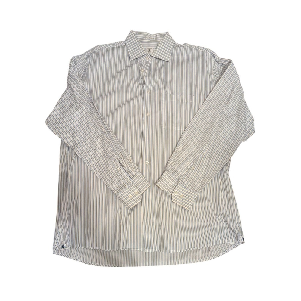 Peter Millar Blue Pin Stripe Button Down Dress‎ Shirt Sz Large 17